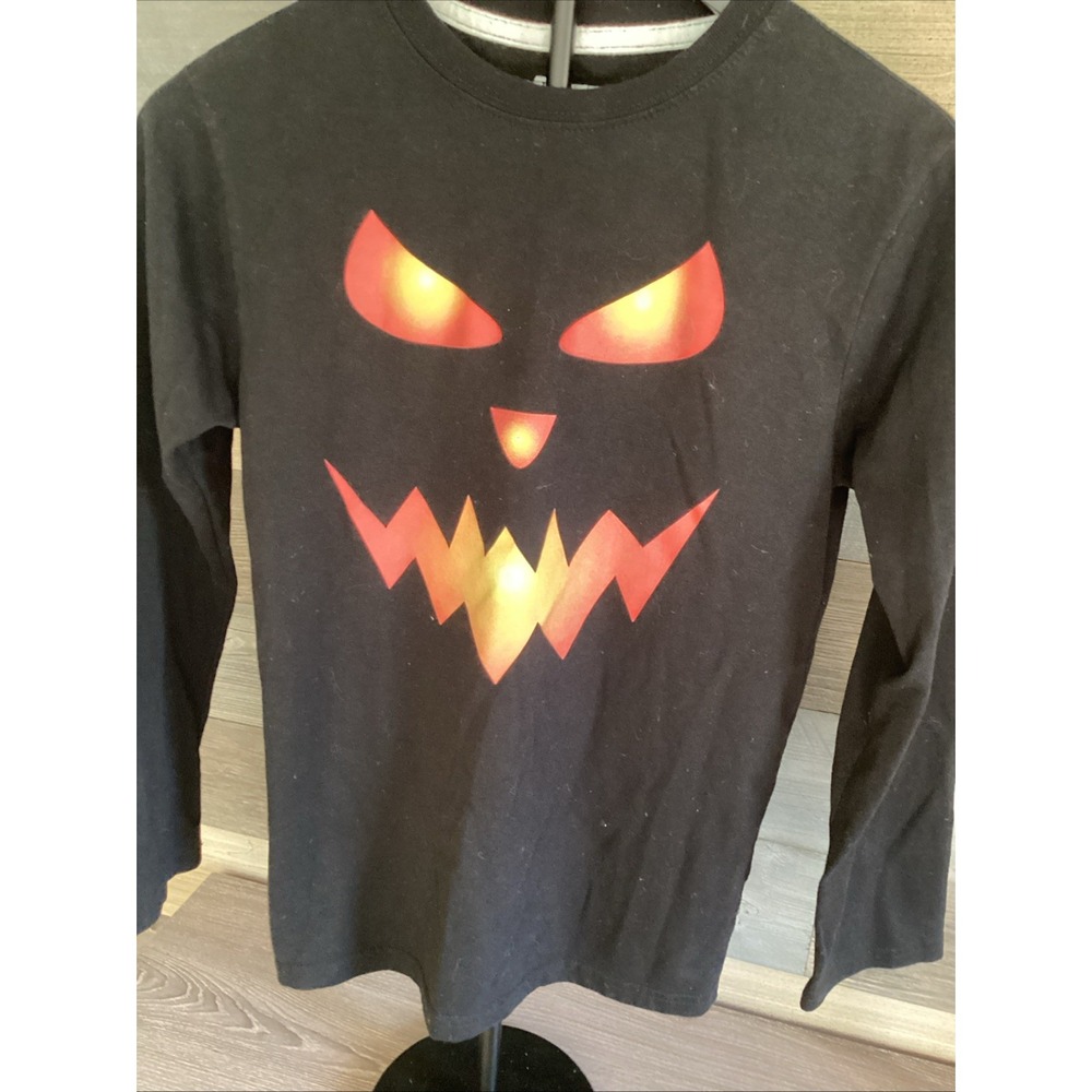 Threads Jack Lantern Scary Long‎ Sleeve Youth Shirt  Black L(10-12)